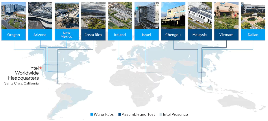 Заводы и фабрики Интел по всему миру.